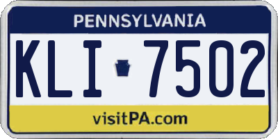 PA license plate KLI7502