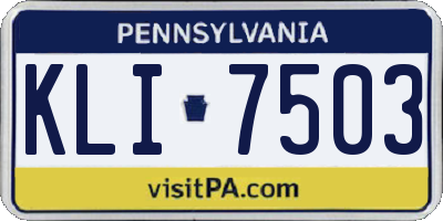 PA license plate KLI7503