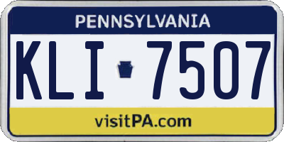 PA license plate KLI7507