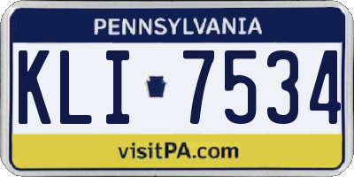 PA license plate KLI7534