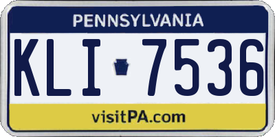 PA license plate KLI7536