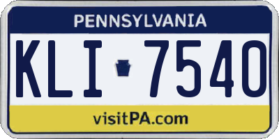 PA license plate KLI7540