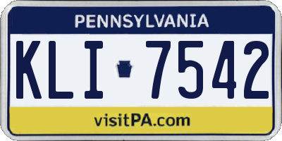 PA license plate KLI7542