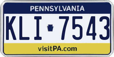 PA license plate KLI7543