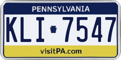 PA license plate KLI7547
