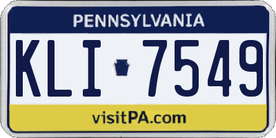 PA license plate KLI7549