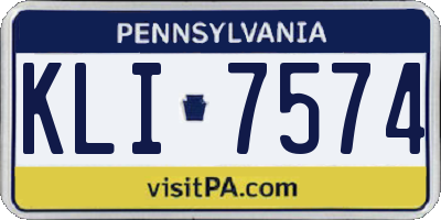 PA license plate KLI7574