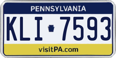 PA license plate KLI7593