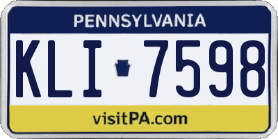 PA license plate KLI7598