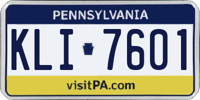 PA license plate KLI7601