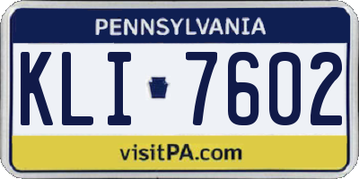 PA license plate KLI7602