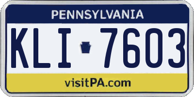 PA license plate KLI7603