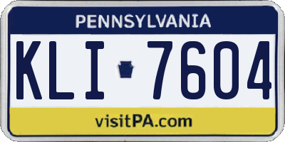 PA license plate KLI7604