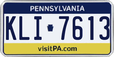 PA license plate KLI7613
