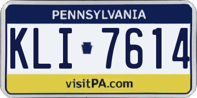 PA license plate KLI7614