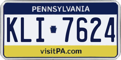 PA license plate KLI7624