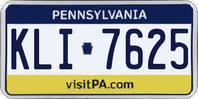 PA license plate KLI7625