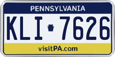 PA license plate KLI7626