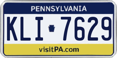 PA license plate KLI7629