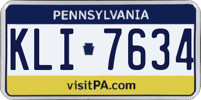 PA license plate KLI7634