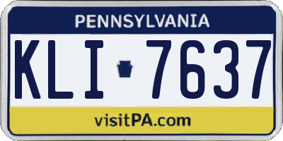 PA license plate KLI7637