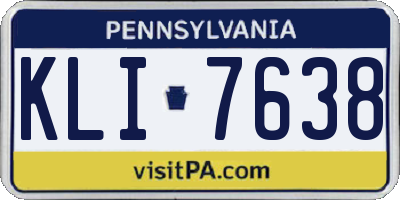 PA license plate KLI7638