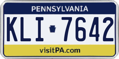 PA license plate KLI7642