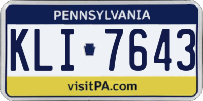 PA license plate KLI7643