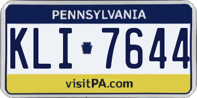 PA license plate KLI7644