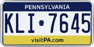 PA license plate KLI7645