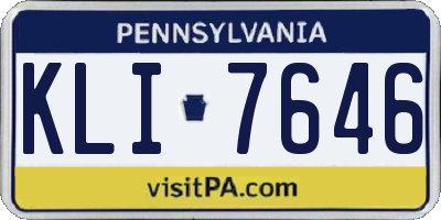 PA license plate KLI7646