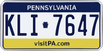PA license plate KLI7647