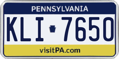 PA license plate KLI7650
