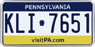 PA license plate KLI7651