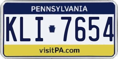 PA license plate KLI7654
