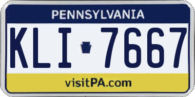 PA license plate KLI7667