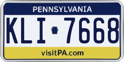 PA license plate KLI7668