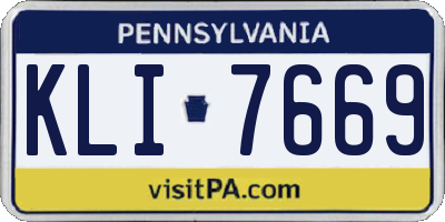 PA license plate KLI7669