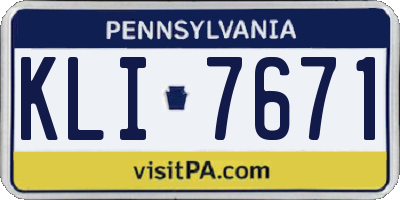 PA license plate KLI7671