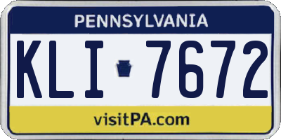 PA license plate KLI7672
