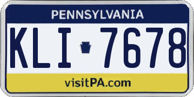 PA license plate KLI7678