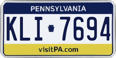 PA license plate KLI7694