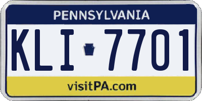 PA license plate KLI7701