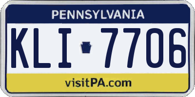 PA license plate KLI7706