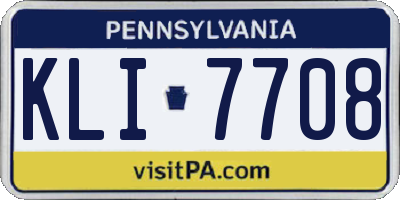PA license plate KLI7708
