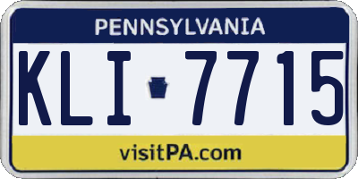 PA license plate KLI7715