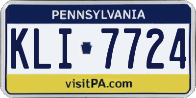 PA license plate KLI7724