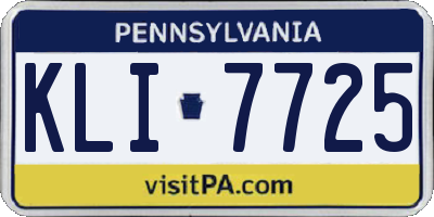 PA license plate KLI7725