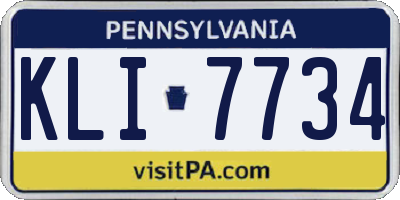 PA license plate KLI7734