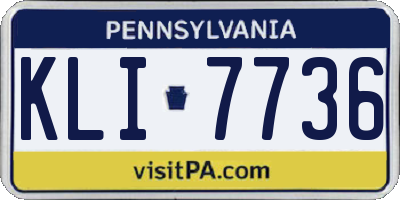 PA license plate KLI7736